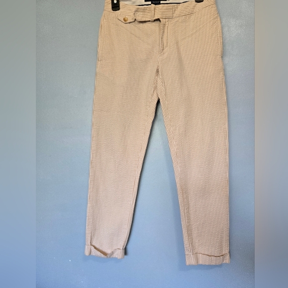 Ralph Lauren Sport Striped Seersucker Pants Yellow White Size 2 - Picture 1 of 11